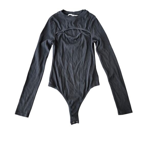 Hudson Ribbed Black Thong Body Suit Size S NWT - Picture 1 of 8